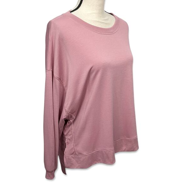 Found Los Angeles Pink Sweatshirt NEW Womens Sz S Raglan Sleeves Hi-Lo Split Hem - Picture 4 of 7